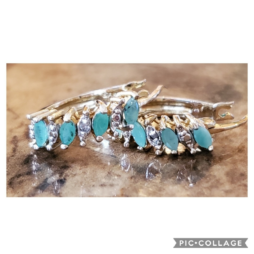 Genuine Sterling Silver Emerald Earrings